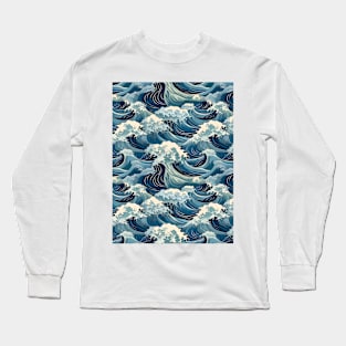 Ephemeral Crests: Hokusai Waves Reimagined Long Sleeve T-Shirt